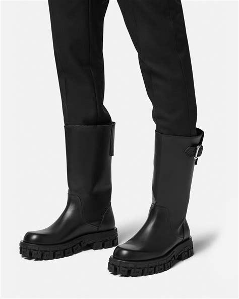 versace boots denim|versace greca boots.